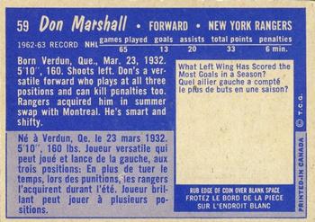 1963-64 Topps #59 Don Marshall Back