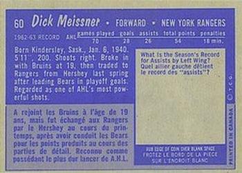 1963-64 Topps #60 Dick Meissner Back