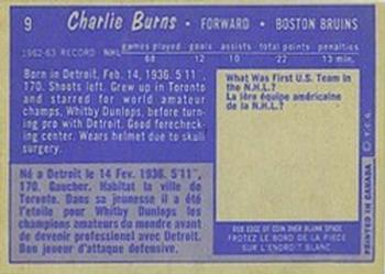1963-64 Topps #9 Charlie Burns Back