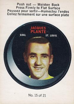1968-69 O-Pee-Chee - Puck Stickers #15 Jacques Plante  Front