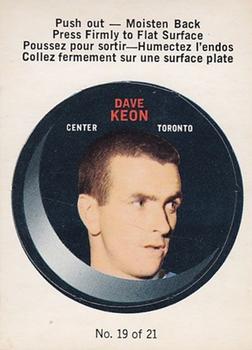 1968-69 O-Pee-Chee - Puck Stickers #19 Dave Keon  Front