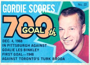 1968-69 O-Pee-Chee - Puck Stickers #22 Gordie Howe Special (700th Goal)  Front