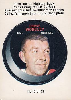 1968-69 O-Pee-Chee - Puck Stickers #6 Lorne Worsley Front