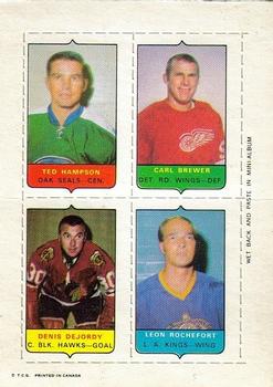 1969-70 O-Pee-Chee - Four-in-One Mini-Cards #NNO Ted Hampson / Carl Brewer / Denis DeJordy / Leon Rochefort Front