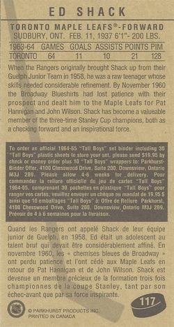 1994-95 Parkhurst Tall Boys 1964-65 #117 Ed Shack Back