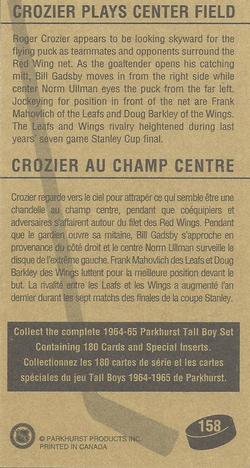 1994-95 Parkhurst Tall Boys 1964-65 #158 Crozier Plays Center Field Back