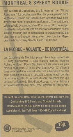 1994-95 Parkhurst Tall Boys 1964-65 #160 Montreal's Speedy Rookie Back