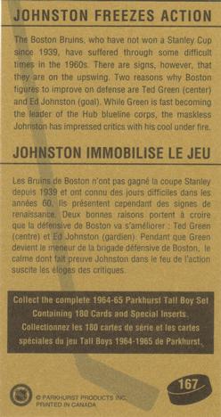 1994-95 Parkhurst Tall Boys 1964-65 #167 Johnston Freezes Action Back