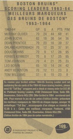 1994-95 Parkhurst Tall Boys 1964-65 #169 Murray Oliver Back