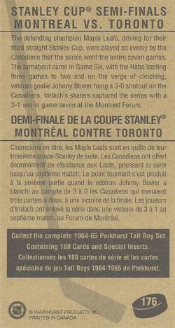1994-95 Parkhurst Tall Boys 1964-65 #176 Stanley Cup Semi-Final Back