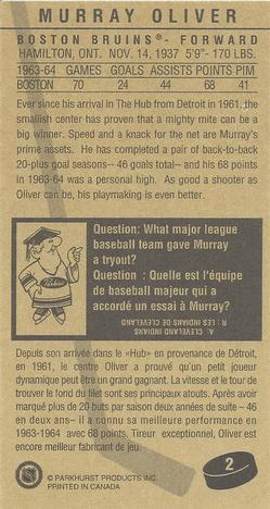 1994-95 Parkhurst Tall Boys 1964-65 #2 Murray Oliver Back