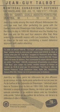 1994-95 Parkhurst Tall Boys 1964-65 #76 Jean-Guy Talbot Back