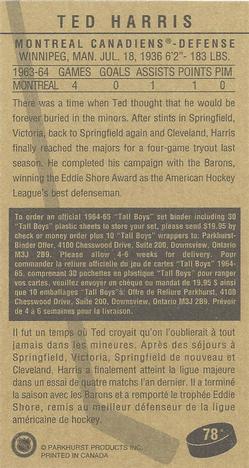 1994-95 Parkhurst Tall Boys 1964-65 #78 Ted Harris Back