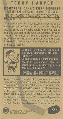 1994-95 Parkhurst Tall Boys 1964-65 #83 Terry Harper Back