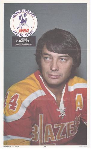 1973-74 O-Pee-Chee WHA Posters #19 Bryan Campbell  Front
