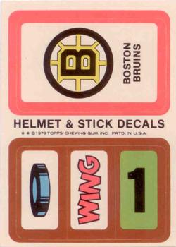 1978-79 Topps - Helmet & Stick Decals #NNO Boston Bruins Front