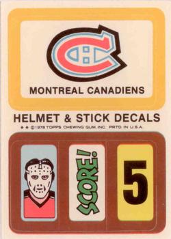 1978-79 Topps - Helmet & Stick Decals #NNO Montreal Canadiens Front