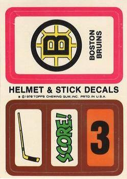1978-79 Topps - Helmet & Stick Decals #NNO Boston Bruins  Front