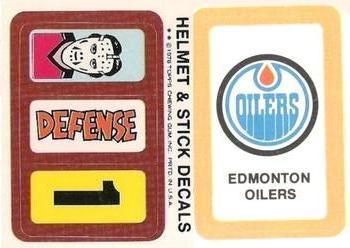 1979-80 Topps - Helmet & Stick Decals #NNO Edmonton Oilers  Front