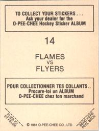 1981-82 O-Pee-Chee Stickers #14 Flames vs. Flyers  Back