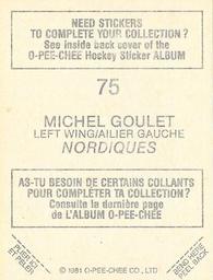 1981-82 O-Pee-Chee Stickers #75 Michel Goulet  Back