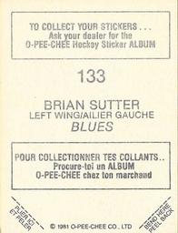 1981-82 O-Pee-Chee Stickers #133 Brian Sutter  Back