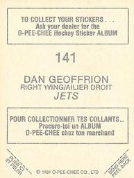 1981-82 O-Pee-Chee Stickers #141 Dan Geoffrion  Back