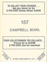 1981-82 O-Pee-Chee Stickers #157 Clarence Campbell Bowl Back