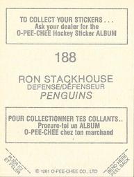 1981-82 O-Pee-Chee Stickers #188 Ron Stackhouse  Back