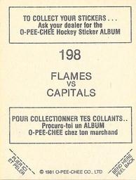 1981-82 O-Pee-Chee Stickers #198 Flames vs. Capitals  Back
