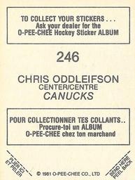 1981-82 O-Pee-Chee Stickers #246 Chris Oddleifson  Back