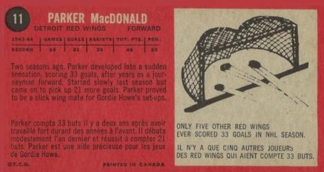 1964-65 Topps #11 Parker MacDonald Back