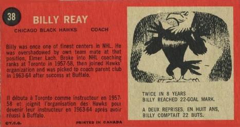 1964-65 Topps #38 Billy Reay Back