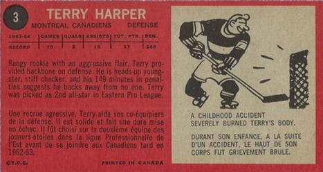 1964-65 Topps #3 Terry Harper Back