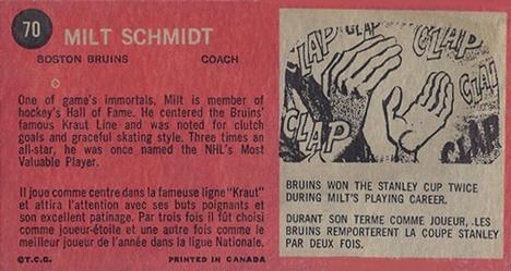 1964-65 Topps #70 Milt Schmidt Back