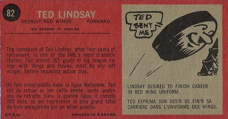 1964-65 Topps #82 Ted Lindsay Back