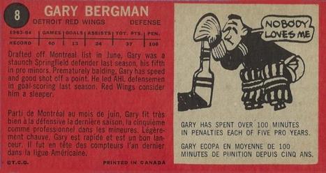 1964-65 Topps #8 Gary Bergman Back