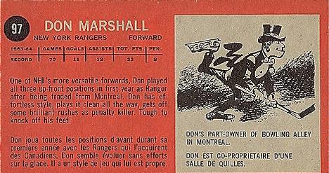 1964-65 Topps #97 Don Marshall Back