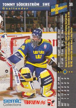 1996 Semic Collections Wien-96 #38 Tommy Soderstrom Back