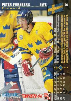 1996 Semic Collections Wien-96 #57 Peter Forsberg Back