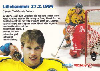 1996 Semic Collections Wien-96 #74 Peter Forsberg Back