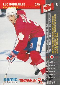 1996 Semic Collections Wien-96 #93 Luc Robitaille Back