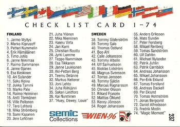 1996 Semic Collections Wien-96 #237 Saku Koivu / Mikael Renberg Back