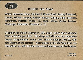 1965-66 Topps #125 Detroit Red Wings Team Back