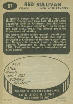 1965-66 Topps #87 George (Red) Sullivan Back