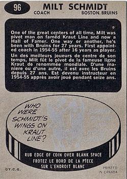 1965-66 Topps #96 Milt Schmidt Back