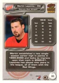 2000-01 Pacific Paramount - Gold #86 Martin Lapointe Back