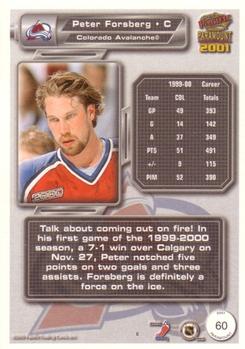 2000-01 Pacific Paramount - Gold #60 Peter Forsberg Back