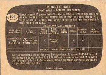 1966-67 Topps #105 Murray Hall Back