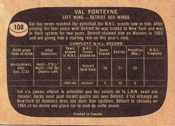 1966-67 Topps #108 Val Fonteyne Back